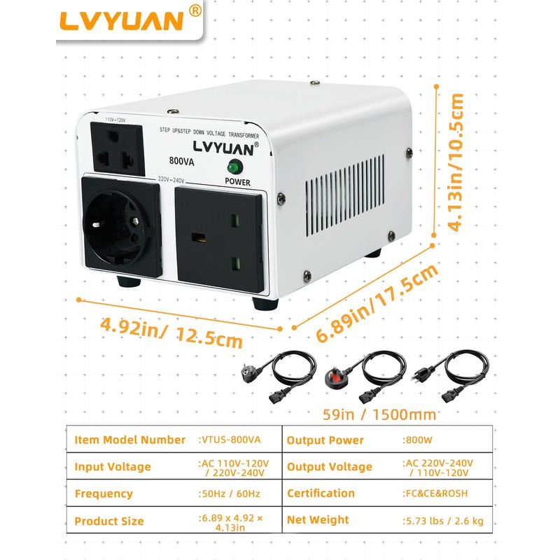 LVYUAN 5000W Voltage Transformer Power Converter Step Up 110V to