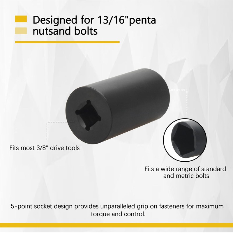 9074 Penta Socket 3/8-Inch Drive 13/16-Inch for Pentagon Nuts and