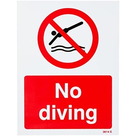 Caledonia Signs 13614E No Diving Sign, 200 mm x 150 mm, Rigid Plastic,grey