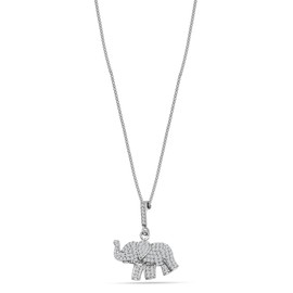 LeCalla 925 Sterling Silver Micro Pave CZ Elephant Pendant Necklace for Women Mother Day Jewelry Gifts for Mom from Daughter Son Husband