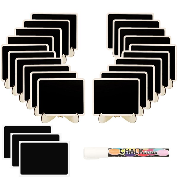 NANXJIUR 20 Pack Mini Chalkboard Signs with Support Easels, Small