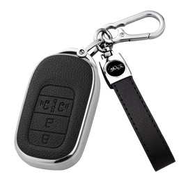 [PIMOHI] N-BOX Custom JF5 JF6 Key Case, Compatible with Honda New Step Wagon, Key Cover, NBOX Civic ZR-V Vezel, Key Chain, Leather-like TPU, Sliding Doors on Both Sides, black silver