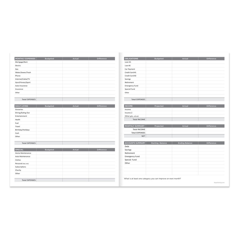 TF Publishing Undated Budget Planner