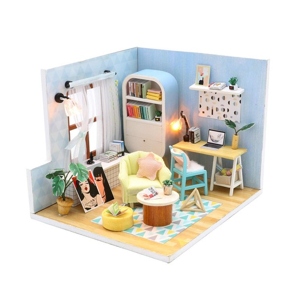 Kisoy Dollhouse Miniature with Furniture Kit, Handmade DIY House Model for Gift of Teens and Adult (Ding Dong Nest)