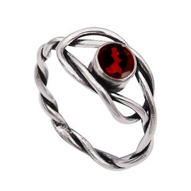 JEWELSTREZORO Granat Edelstein-für Herren und Damen, alle Größen, 925er-Sterling Silber Band Ring, handgefertigter Geschenkartikel, Schmuck TSR1002AB_16 (62 (19.7))