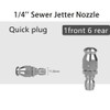 BE-TOOL Pipe Cleaning Nozzle, 1 Piece Rotating Nozzle Pipe Nozzle
