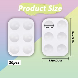 Pack of 20 6-hole palette, watercolour mixing palette, acrylic paints, water painting box, painting palette, mixing palette for watercolour, acrylic and oil painting