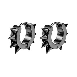 Men Women Rivets Hoop Earrings Stainless Steel Spikes Awl Piercing Taper Huggie Hinged Earrings Set