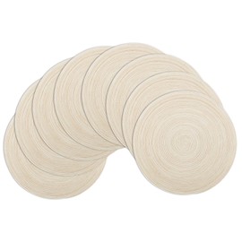 Winknowl Round Braided Placemats Set of 8 Washable Woven Heat Resistant Table Mats for Kitchen Dining Tables 15 inch Round Place Mats (Ivory,8)