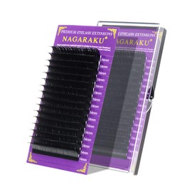 NAGARAKU 5 Trays Eyelash Extensions Individual Lashes 0.15mm C curl 11/12/13/14/15mm in 1 pack Classic Matte Black Natural Professional Faux Mink 16 rows