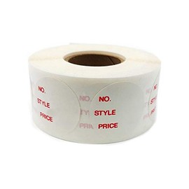Product Number, Style, Price Info Sticker, 1" Round Self Adhesive Retail Labels, 1000 Pack