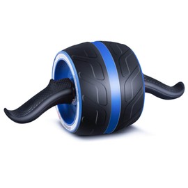 Dalekana Abdominal Wheel Roller with Resistance Spring, 14.6"W Automatic Rebound Exercise Strength-Training Roller, Core Work-out Fitness Wheels with Knee Pad, Blue