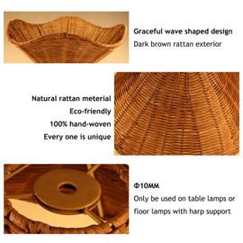 Lamp shades set of 2,Lamps Shades Rattan Medium Lamp Shades For table lamps - Barrel woven wicker Lampshade for Table Lamps -Natural Hand Crafted Rattan Lamp Shades - Boho and Flower-inspired Designs