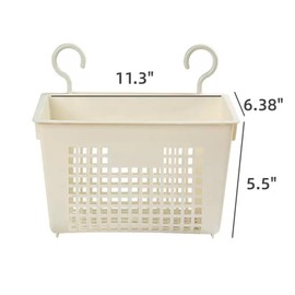 5PCS Plastic Hanging Baskets for Shower, Hanging Basket Organizer with Hooks, Rectangle 11.3Inches Small Hanging Storage Basket (Beige)