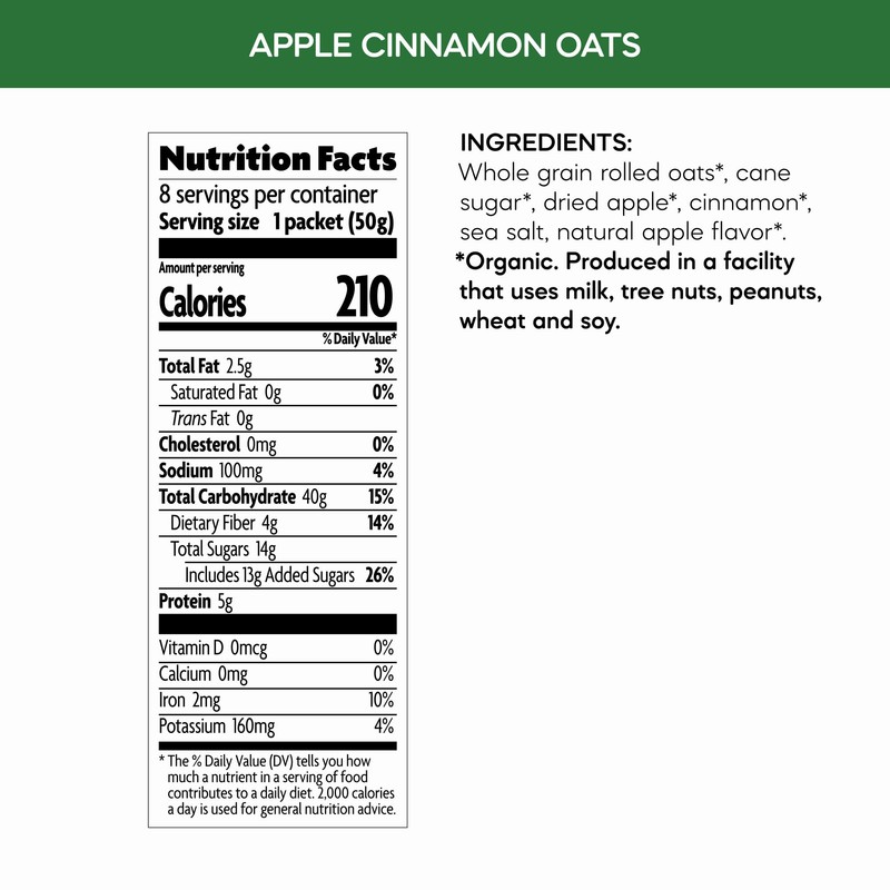 Nature's Path Organic Apple Cinnamon Instant Oatmeal, 14 oz (Pack