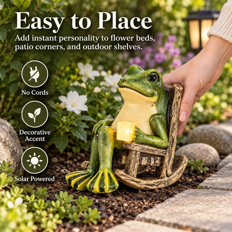 Solar Frog Garden Light for Outdoor Decoration – Waterproof Resin