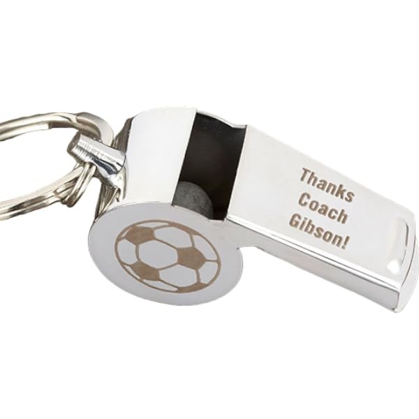 Personalization Universe Engraved Coach Stainless Steel Whistle Keychain
