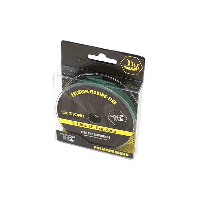 Stork Revolution 12-Fold Braided Premium Fishing Line 300 m (Moss