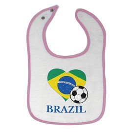 Toddler & Baby Bibs Burp Cloths Brazilian Soccer Brazil Football Heart Flag Ball Cotton Items for Girl Boy Ai White Soft Pink Design Only