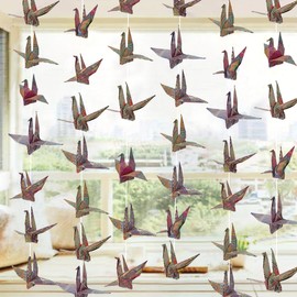 TOTIEJFJ Boho Crane Paper Hanging Garlands(3stringsX 5.2ft), Bohemia Flower Origami Birds Streamers for Bridal Shower, Baby Shower Birthday Party Supplies，Garden Ceiling Hanging Garland