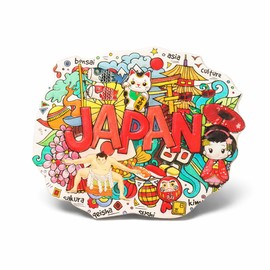 Japan Scenic Culture Fridge Magnet – 1 Pack Strong Magnetic Refrigerator Decor with Sumo, Sushi, Koinobori, Geisha & Sakura, Japanese Souvenir for Locker, Whiteboard, or Gift