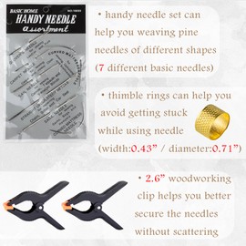 Fgnaic Basket Making Kit with Pine Needle Basket Making Gauge, Waxed Thread, Needle, Thimble Ring, Long Nose Pliers, Basket Making Supplies Rattan Webbing Wicker Basketry Weaving Set (Brass)