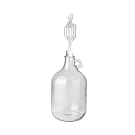 FastRack 1 Gallon Glass Jug with #6 Rubber Bungs & Twin Bubble Airlock – Fermentation Jars for Home Brewing, Clear Glass Fermenter Containers for Liquid Fermentation