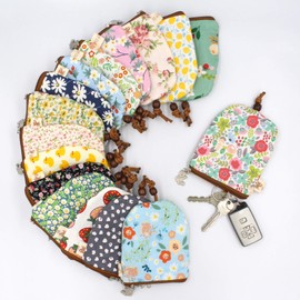 Roca Anemo Cotton Key Case, Lightweight, Slightly Larger, Cute, Plant Pattern, Animal Pattern, Smart Key Cover, Key Holder, Assist Hook Holder, cherry (pink)