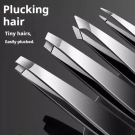 Product Detail Reference 4pcs 핀셋 세트 스테인레스 스틸 눈썹 제모 찌꺼기 및 자란 완벽한 그루밍 4pcs Tweezers Set Stainless Steel Eyebrow Hair Removal Debris and Perfect Grooming [Black]