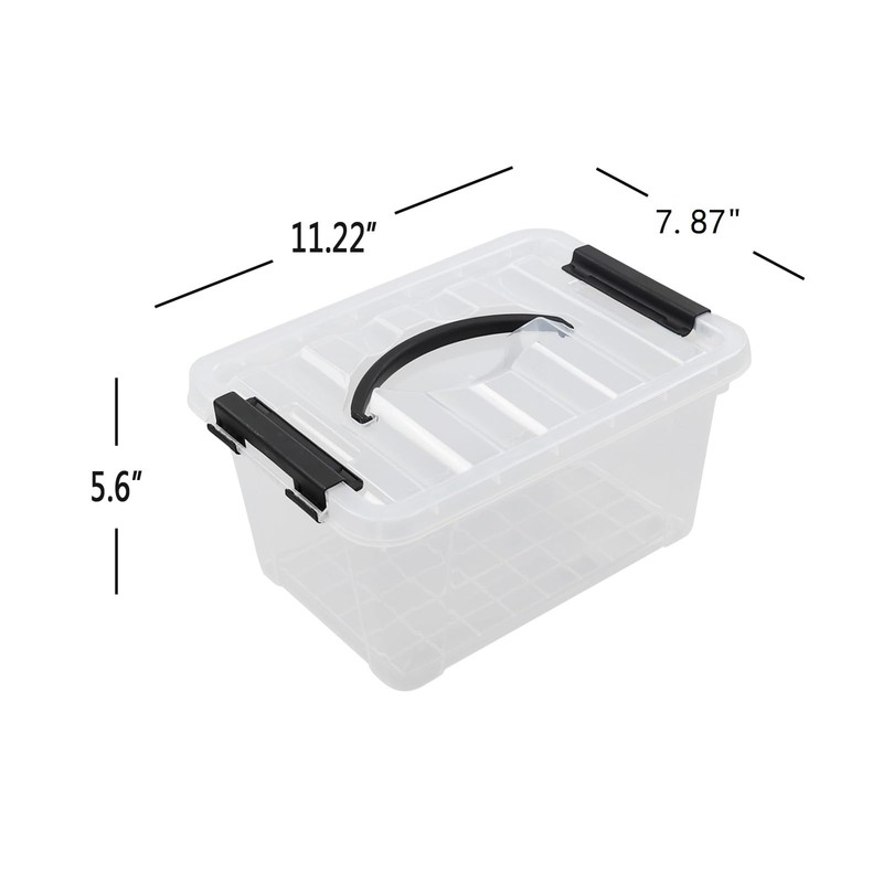 Afromy 6-Pack 6 Quart Latching Storage Boxes, Plastic Storage Bins,