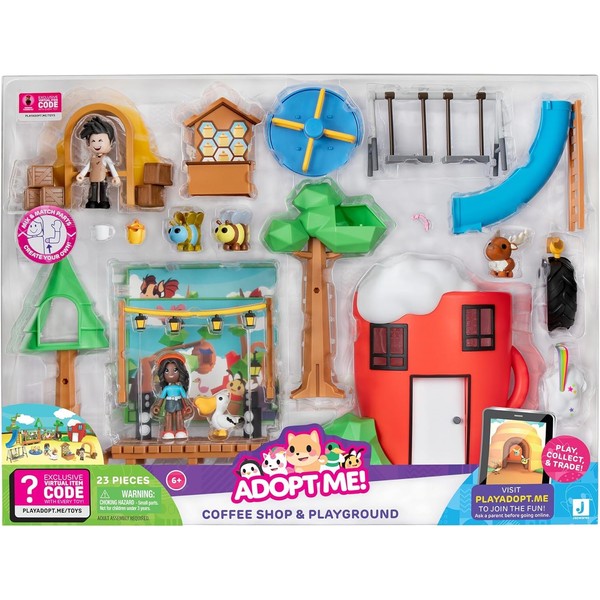 Adopt Me! Coffee Shop and Playground Large Playset - Top Online Game - Exclusive Virtual Item Code Included - Featuring Your Favorite Pets, Characters, and Playscapes - Ages 6+