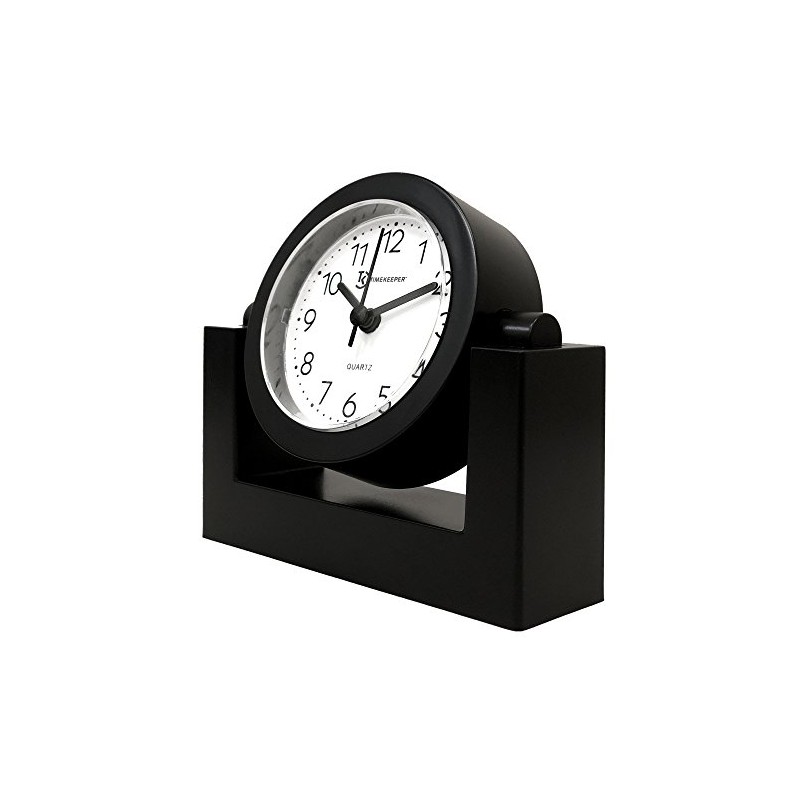 Timekeeper Small Desktop Swivel Clock for Desk, Battery Operated, 6.75"