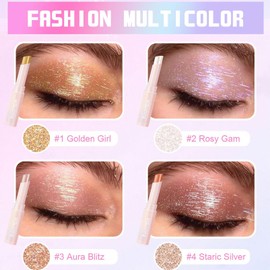 HERBENJOY 3-in-1 Jelly Eyeshadow Stick,Jelly Shimmer Cream Eyeshadow Crayon, Hydrating Eye Brightener Stick, Lightweight Glitter Makeup for Women (Multicolour, 4 PCS)