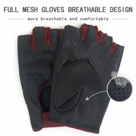 ZLUXURQ Ladies Leather Gloves Full Mesh Fingerless Half Finger Driving Gloves