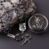HanlinCC Saint Michael the Archangel Hematite Black Stone Beads Rosary