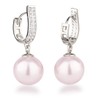 Schöner-SD Pearl Hoop Earrings with Large Pearls 925 Silver Rhodium,
