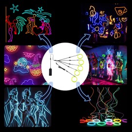 Oybete LED Neon Light 5-in-1 Meter EL Wire, Glowing Decoration Wire for Birthday Parties, DIY, Rave Occasions, Festivals, Gifts (Fluorescent Green)