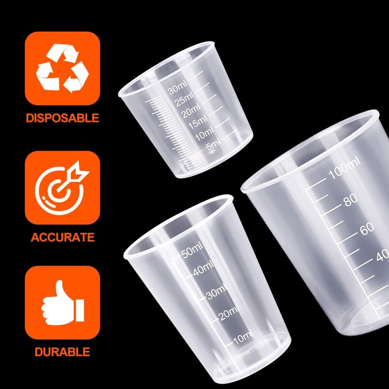 25 Pcs Plastic Measuring Cups, Resin Mixing Cups, Epoxy Mixing
