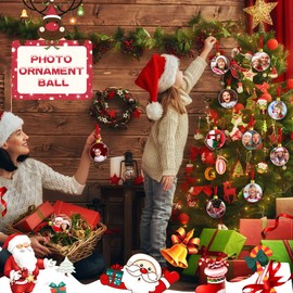 Skylety 12 Pcs Photo Ornament Ball Christmas Clear Plastic Hanging Photo Frame Ornament Family Photo Baubles for Christmas Tree Valentine's Day Decoration (Round)