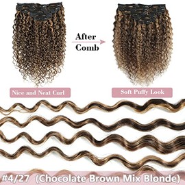 Urbeauty Extensiones De Cabello Rizado Natural Clip En Cabello Humano Triple Trama Clip En Extensiones De Cabello Cabello Ondulado Marrón Destacado Ru