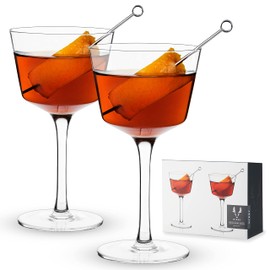 Viski Nick and Nora Glasses, Stemmed Drinkware, Premium Crystal Cocktail Glasses, Cocktail Coupe Glasses, Home and Bar Glass cups, Set of 2, 6oz