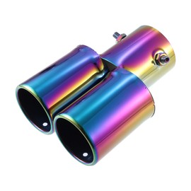QUARKZMAN Car Double Exhaust Tip Pipe Double Outlet 2.4 Inch Metal Multi Colour