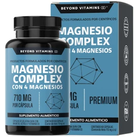 Beyond Vitamins Magnesio Complex – 4 Tipos de Magnesio en 1 Cápsula (Citrato, Glicinato, Gluconato y Óxido) – 60 Cápsulas Sin Rellenos 