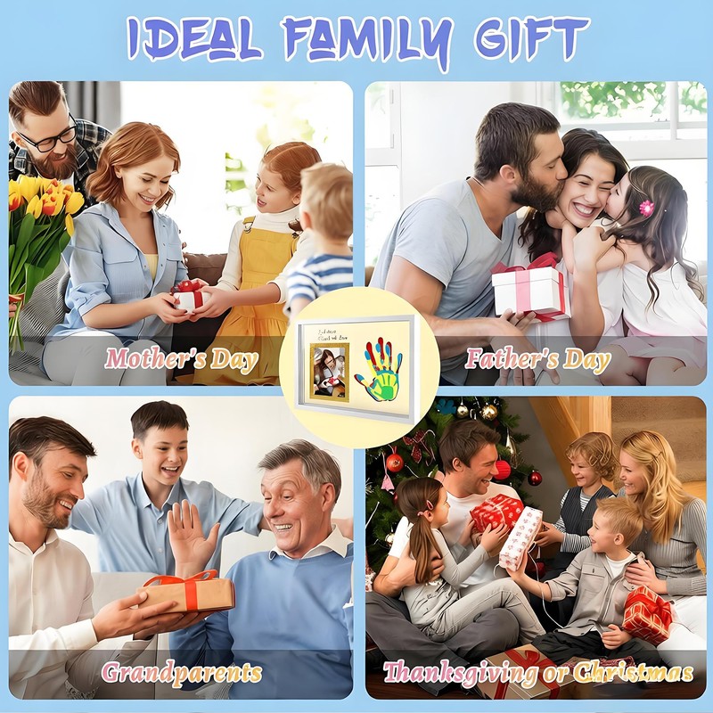 Hzorille Horizontal Family Handprint Kit 3D Floating Frame (White)