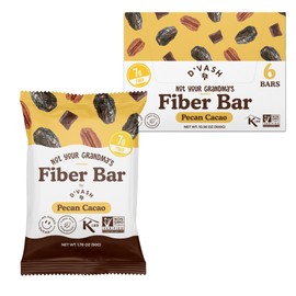 D'vash "Not Your Grandma’s" Fiber Bars 1 Box (6 Bars) (1 Box, Pecan Cacao)
