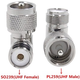 Greluma 3pcs UHF Male to Female RF Coaxial Male PL259 Right Angle Adapter 90 Degree Angle for CB Amateur Radio Antenna Coaxial Cable