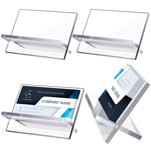 Sintuff 4 Pack Acrylic Business Card Holders for Desk Heavy