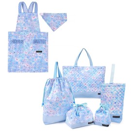 COLORFUL CANDY STYLE NT908200 Kindergarten Entrance 6-Piece Set, Lesson Bag, Shoe Case, Drawstring Gymnastics Clothes Bag, Lunch Bag, Cup Bag, Small Items, Back Cloth Apron, 100-120, Moonlight