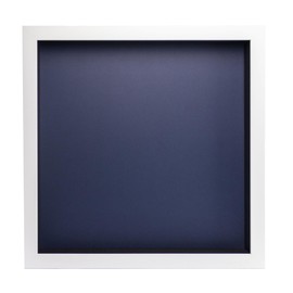 CountryArtHouse 13x13 White Shadow Box Frame with A 1 3/4" Usable Depth Includes Navy Blue Acid-Free Backing, UV Resistant Acrylic, & Hanging Hardware