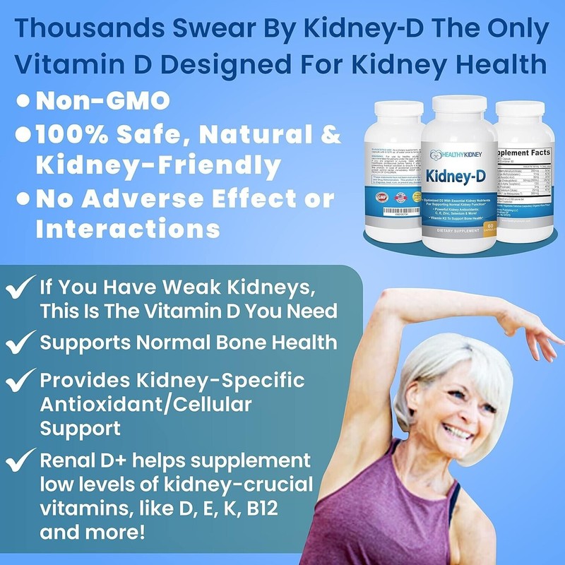 Kidney-D Kidney Supplement Vitamin D Optimized Kidney Support Health and